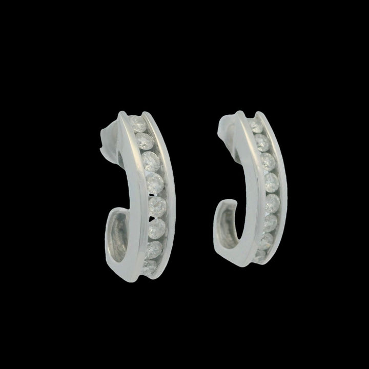 14K White Gold Estimated .75 CTW Natural Diamond Gold Hoop Earrings