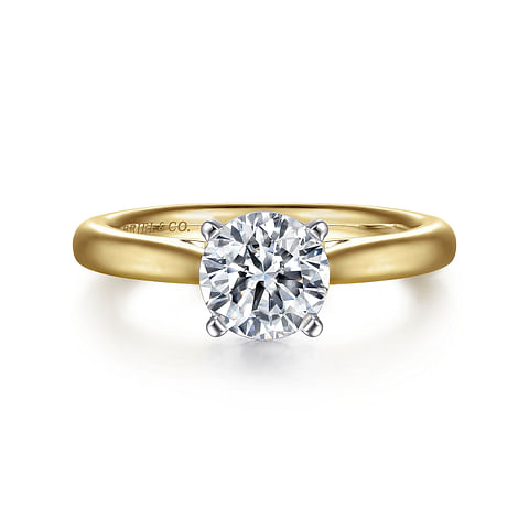 14K Yellow Gold Solitaire Round Diamond Semi-Mount Ring