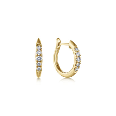 14K Yellow Gold Graduated Diamond Huggie Earrings 15mm (0.22 ctw)
