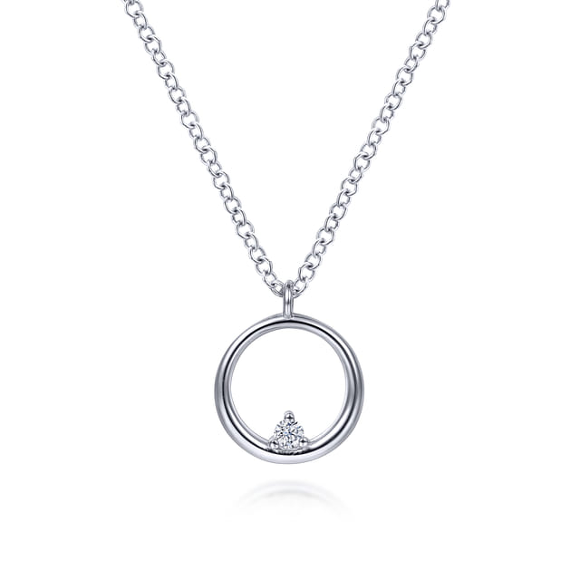 Sterling Silver Diamond Pendant Necklace  0.03ct