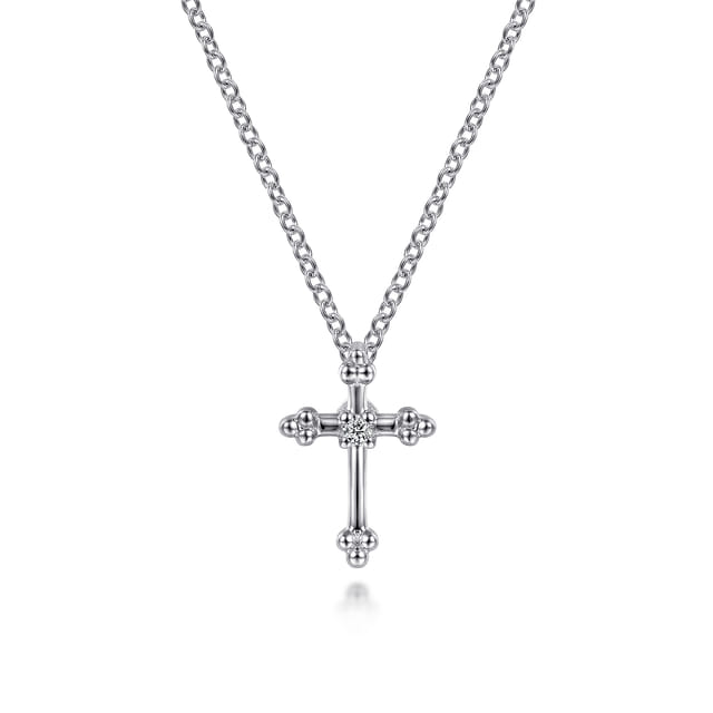 Sterling Silver Diamond Cross Pendant Necklace