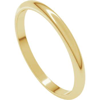 14K Yellow Gold Polished 2mm Wedding Band