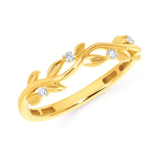 14K Yellow Gold Round Diamond Fashion Ring (0.05 ctw)