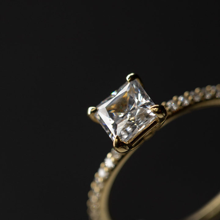 18K Gold Accented Solitaire Engagement Ring