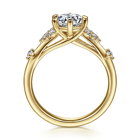 14K Yellow Gold Accented Round Diamond Semi-Mount Ring .23CTW.