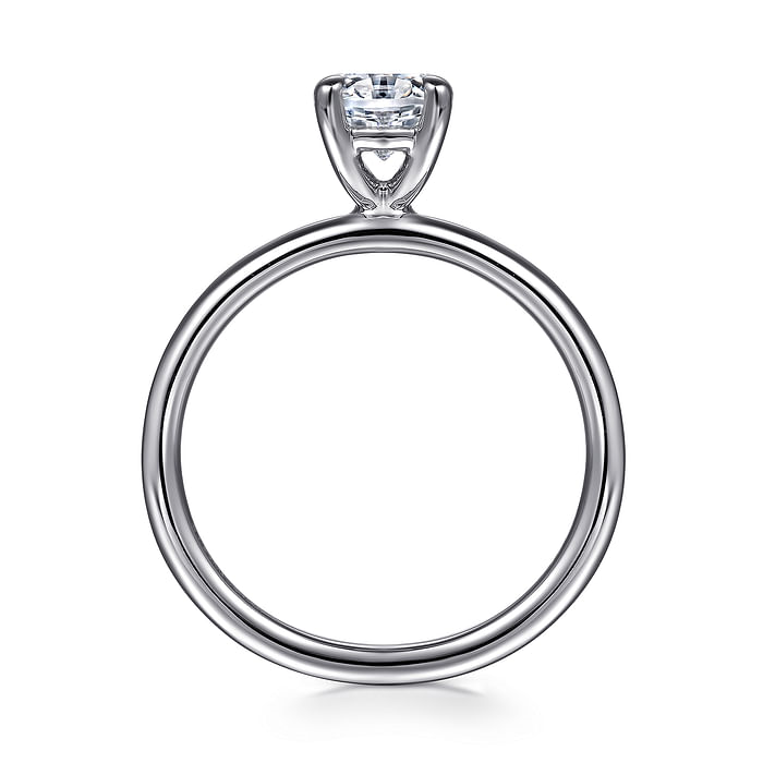 14K White Gold Solitaire Oval Diamond Semi-Mount Ring