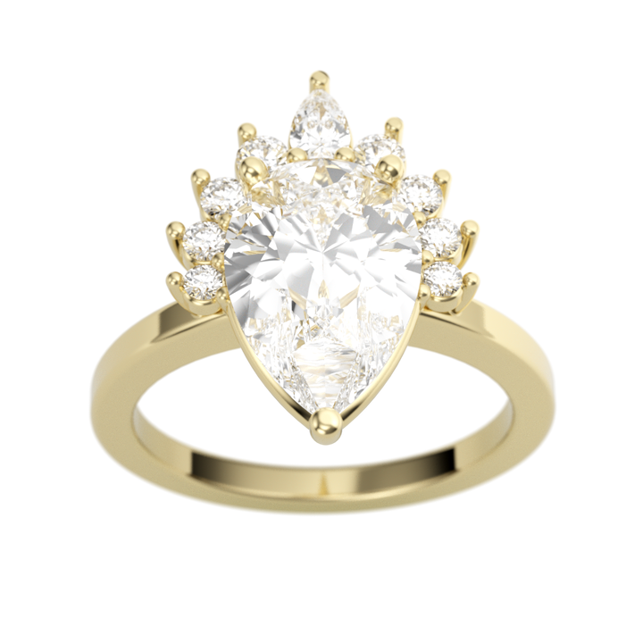 14K Yellow Gold Accented Pear Diamond Semi-Mount Ring .34CTW.