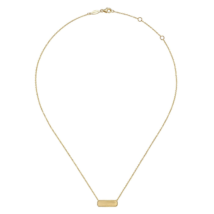 14K Yellow Gold Braided Bar Pendant Necklace