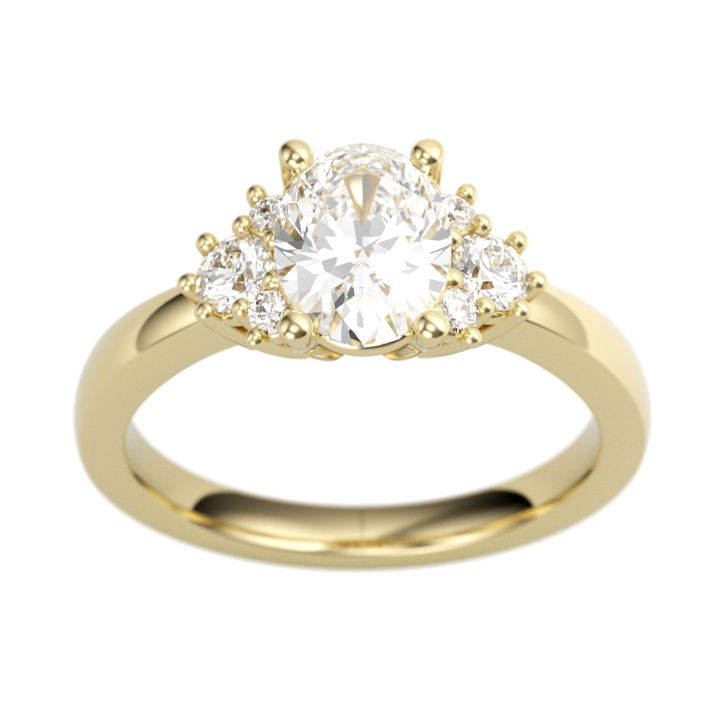 14K Yellow Gold Accented Oval Diamond Semi-Mount Ring .29CTW.