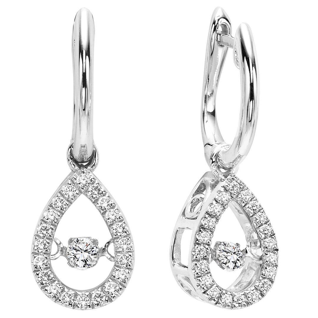 10K White Gold CTW Natural Diamond Dangle Earrings