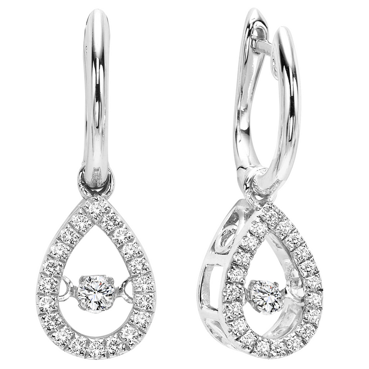 10K White Gold CTW Natural Diamond Dangle Earrings