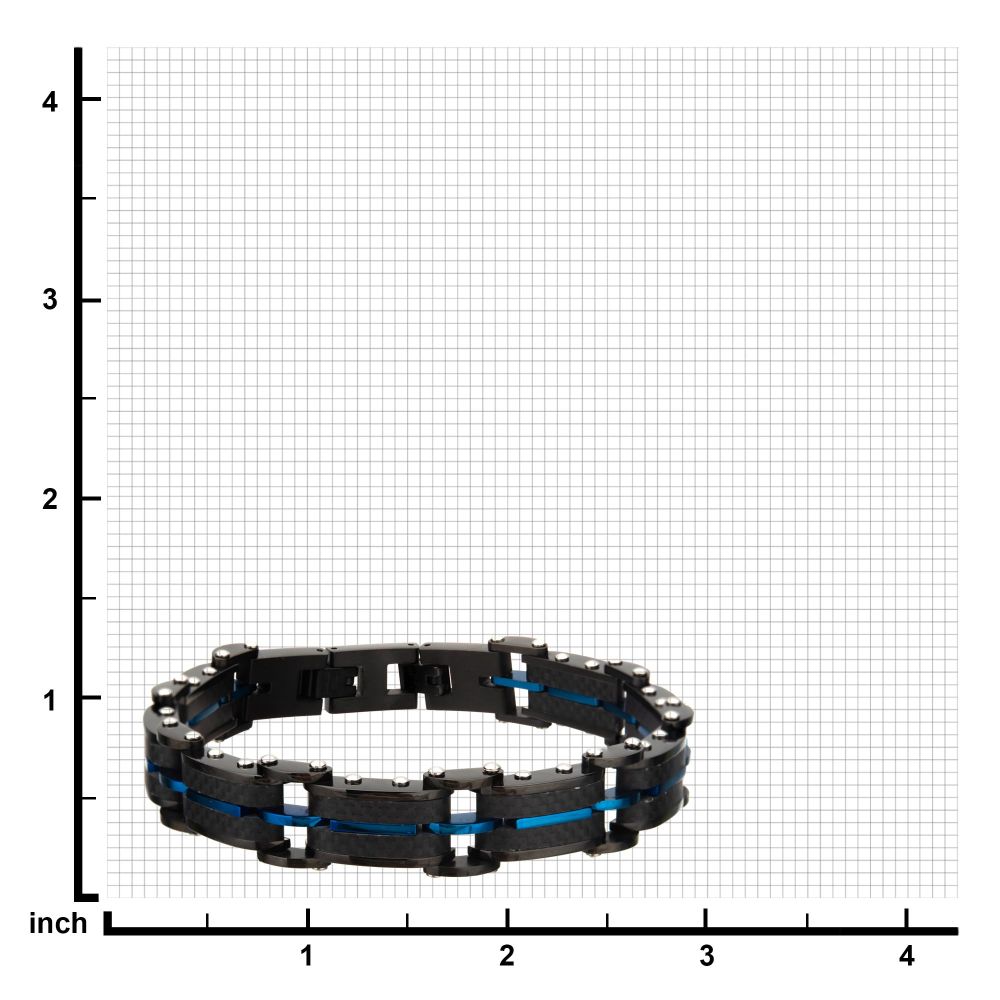 Black Carbon Fiber & Blue IP Link Bracelet