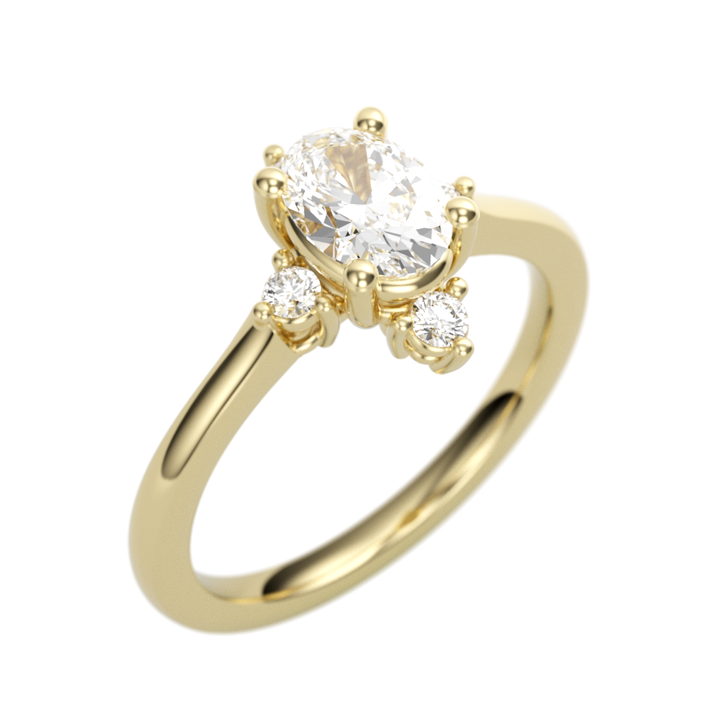 14K Yellow Gold Accented Oval Diamond Semi-Mount Ring .12CTW.