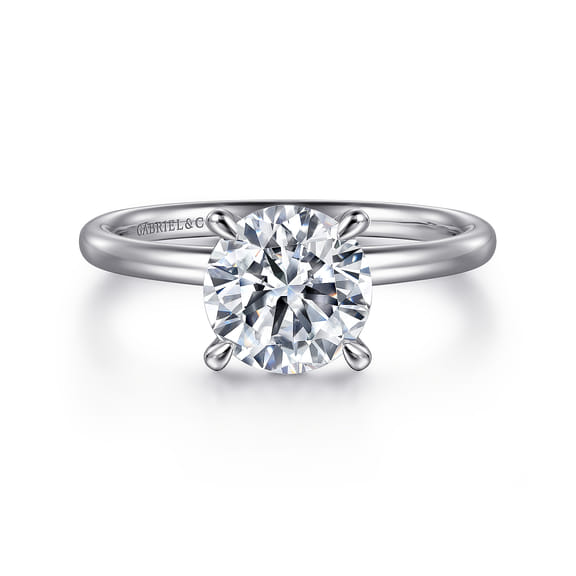 14K White Gold Solitaire Round Diamond Engagement Ring