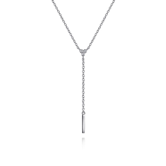 Sterling Silver Y Diamond Necklace