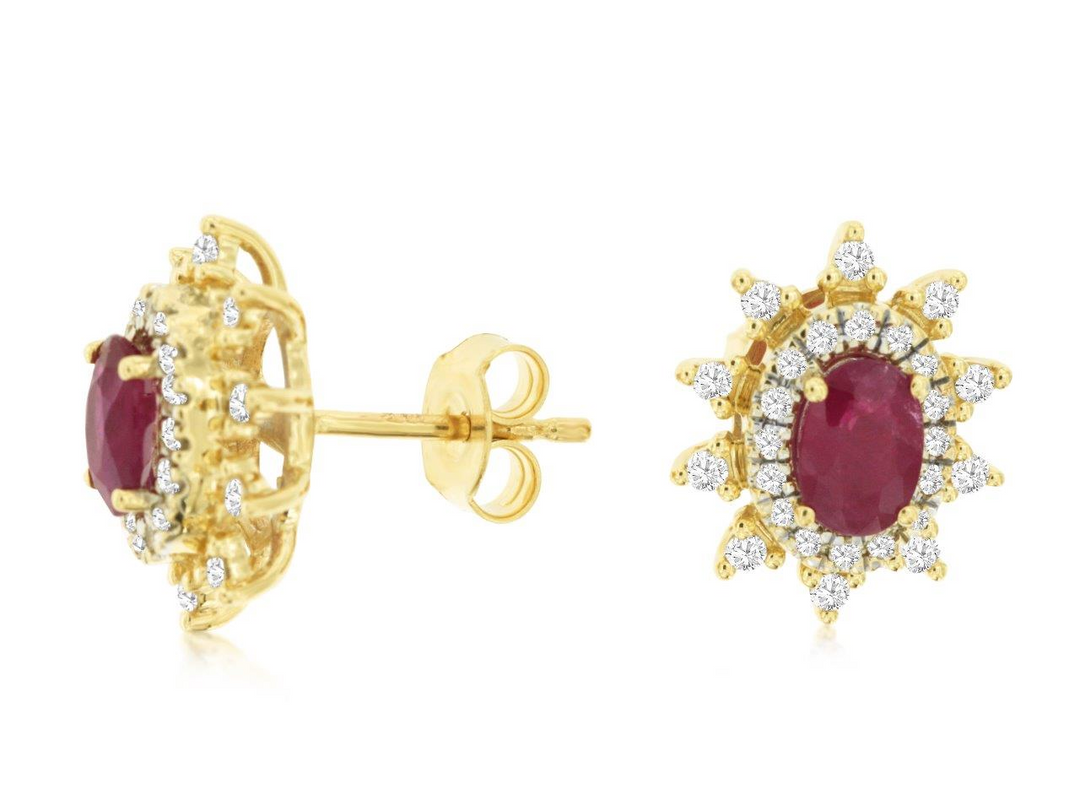 14KY .35 CTW DIA / RUBY EARR.