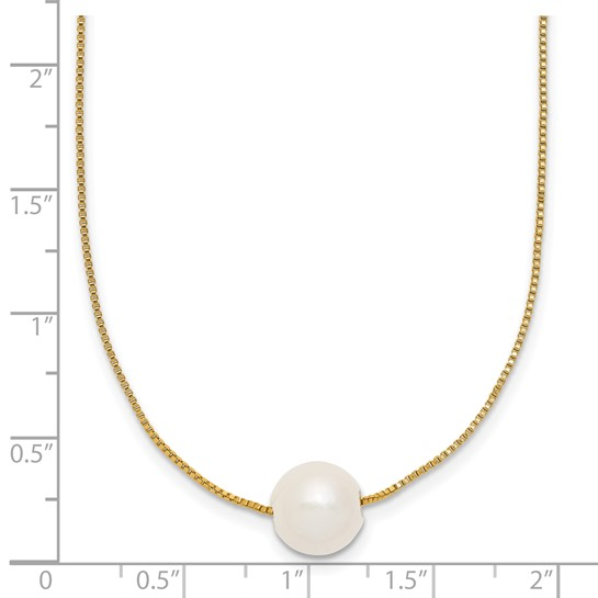 14K Gold Filled 9mm Round White Freshwater Cultured Pearl 18" Necklace