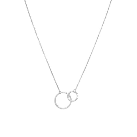Sterling Silver Interlocked Double Circle Pendant Necklace