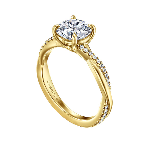 14K Yellow Gold Round Twisted Diamond Engagement Ring Setting (1.5 ct.)