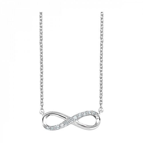 Sterling Silver Natural Diamond Infinity Pendant Necklace