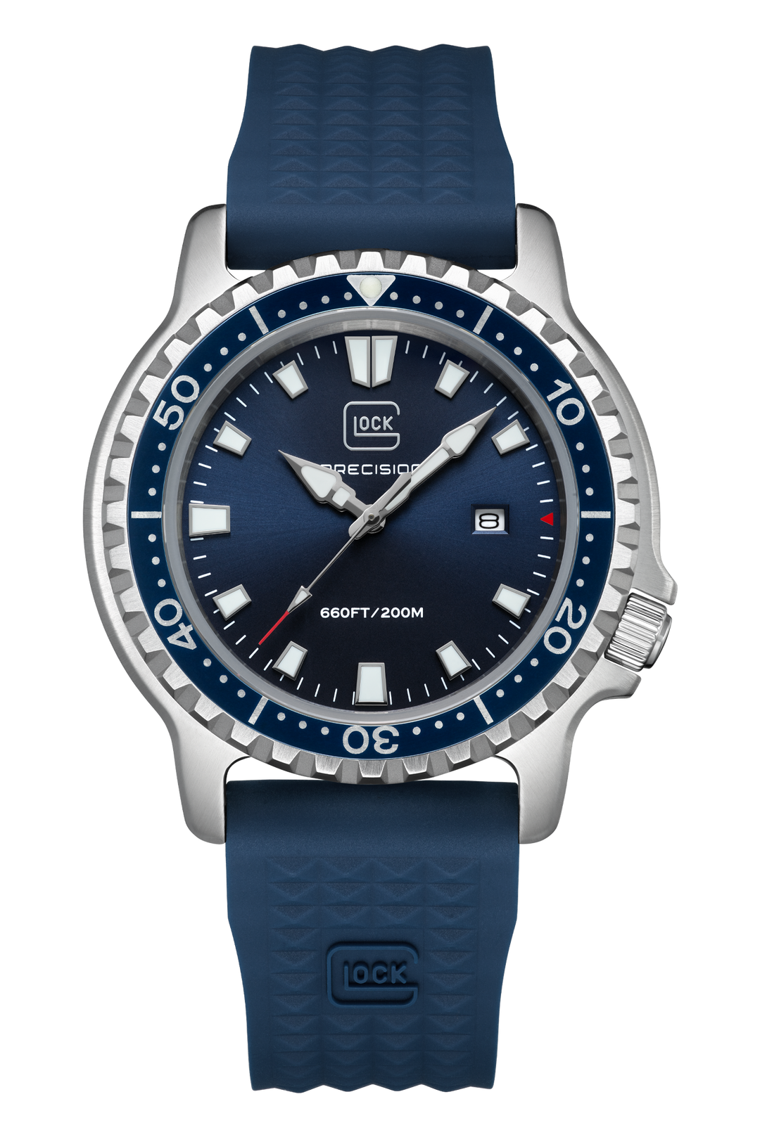 GLOCK GW-44-1-22 Silver-Tone Diver Watch with Blue Strap