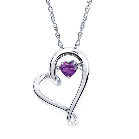 Sterling Silver Amethyst Heart Pendant Necklace