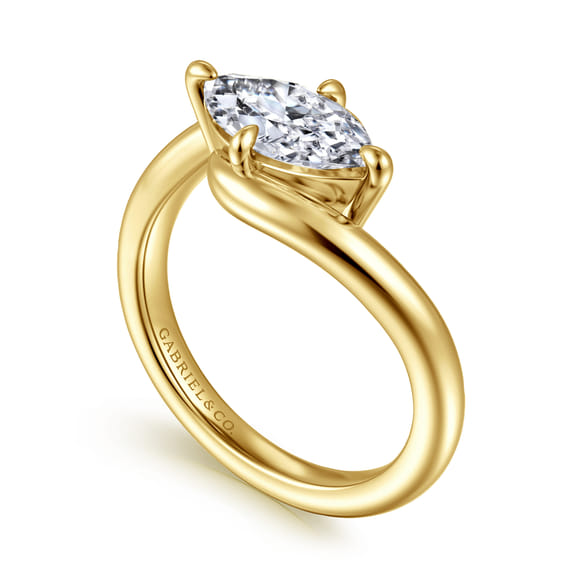 14K Yellow Gold Marquise Compass Bypass Engagement Ring Setting (1.25 ct.)