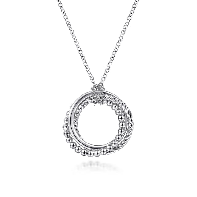 Sterling Silver Twisted Rope Multi Circle Necklace