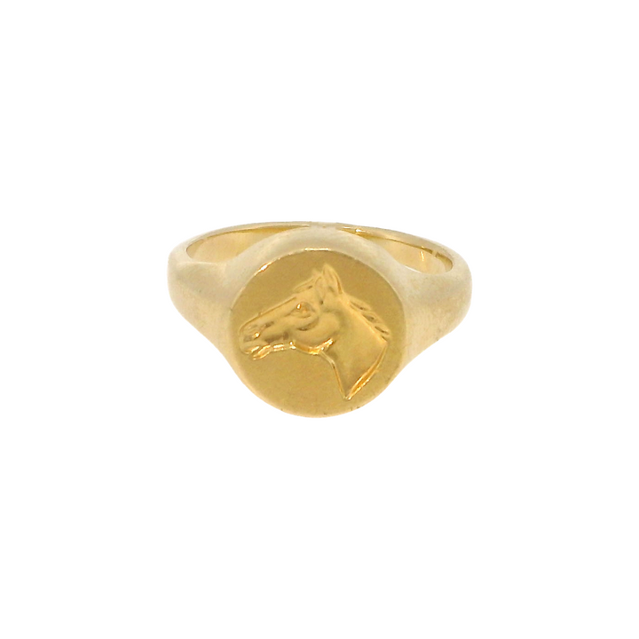 14KY HORSE SIGNET RING 0081