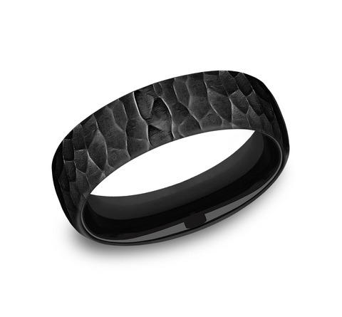 Black Titanium Hammer Comfort Fit 6.5mm Wedding Band