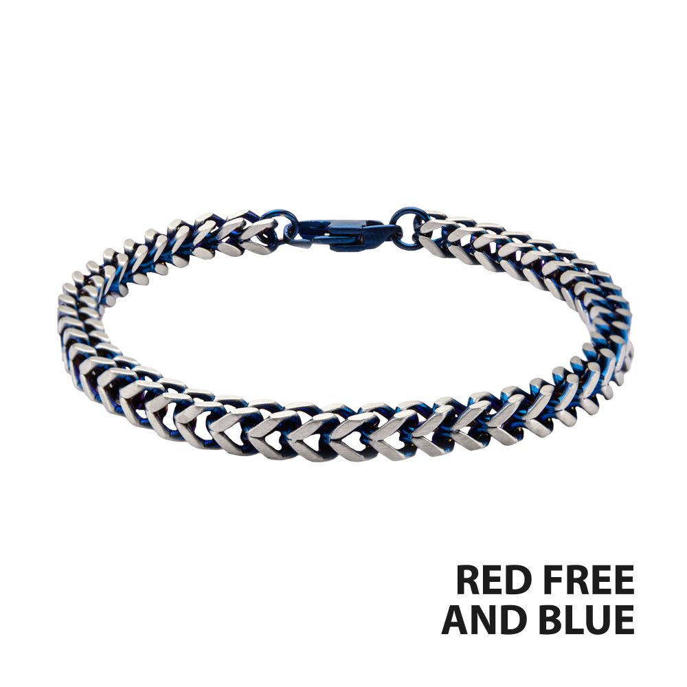 Stainless Steel Blue IP Franco Chain Bracelet