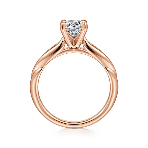 14K Rose Gold Accented Round Diamond Semi-Mount Ring .09CTW.