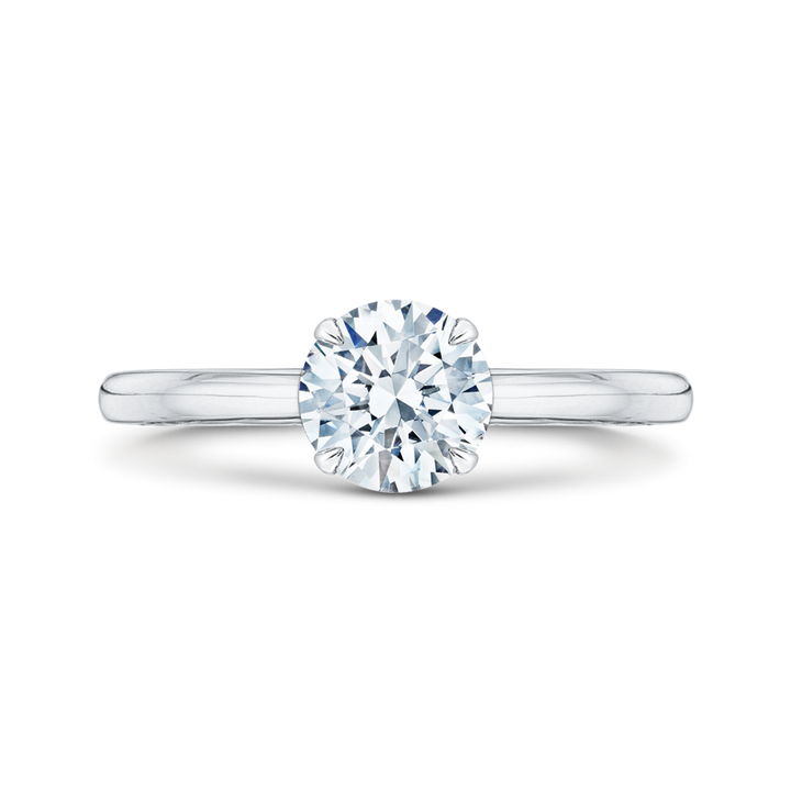 14K White Gold Solitaire Round Diamond Semi-Mount Ring