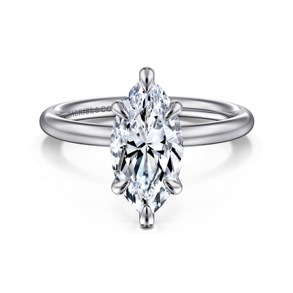 14K White Gold Marquise Shape Solitaire Engagement Ring