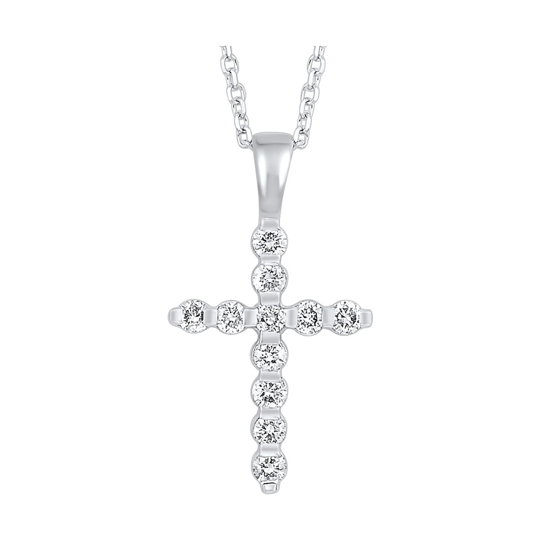 14K White Gold CTW. Natural Diamond Pendant Necklace
