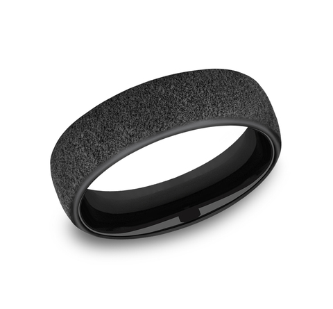 Black Titanium Concrete Matte Comfort Fit 6.5mm Wedding Band
