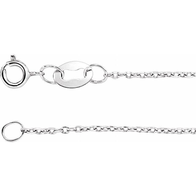 Rhodium plated Sterling Silver Cable Chain 1mm Diamond-Cut 18" | S.E. Needham Jewelers