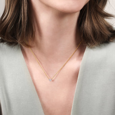 14K White & Yellow Gold Diamond Heart Necklace (0.07 ctw)
