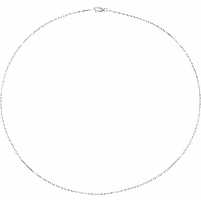 Rhodium-Plated Sterling Silver 1mm Box Chain 18"