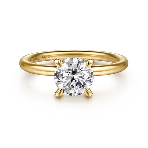14K Yellow Gold Solitaire Round Diamond Semi-Mount Ring