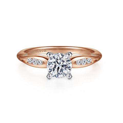 14K Rose Gold Accented Round Diamond Semi-Mount Ring .09CTW.