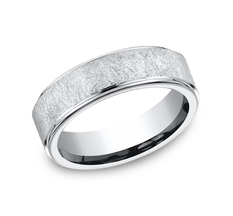 Silver Tone Cobalt Swirl Comfort Fit 7mm Wedding Band