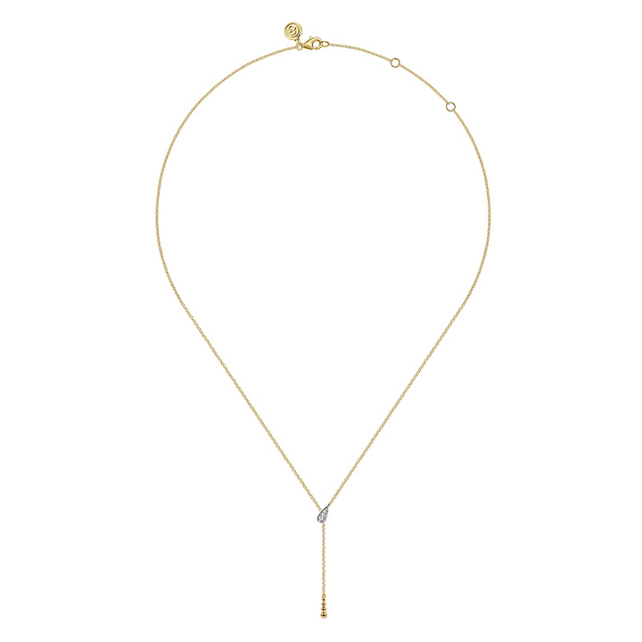 14K White & Yellow Gold Diamond Beaded Y Necklace (0.02 ctw)