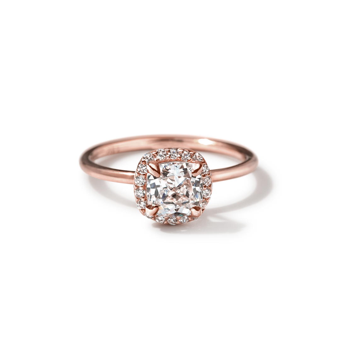 18k Gold Solitaire Halo Engagement Ring