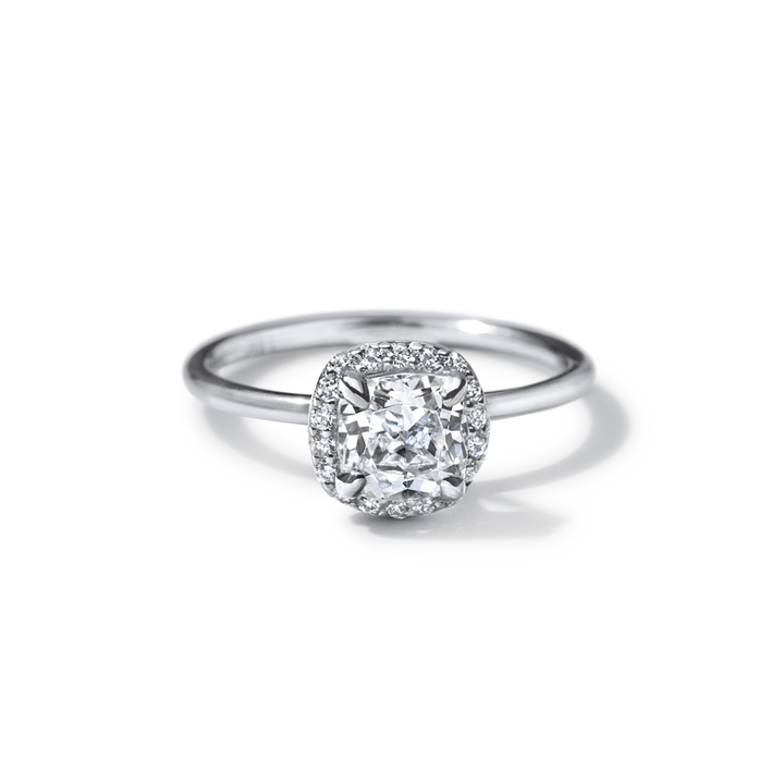 18k Gold Solitaire Halo Engagement Ring