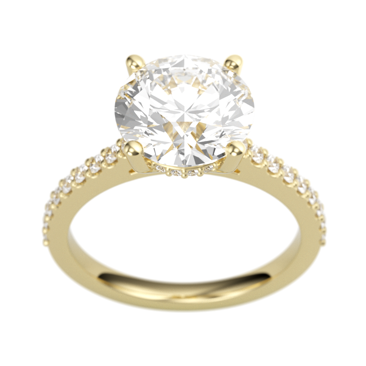 14K Yellow Gold Straight Accented Round Diamond Semi-Mount Ring .33CTW.