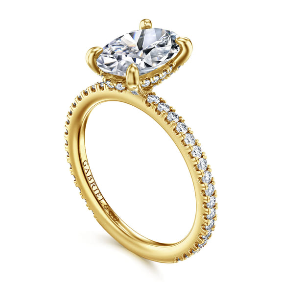 14K Yellow Gold Oval Diamond Engagement Ring