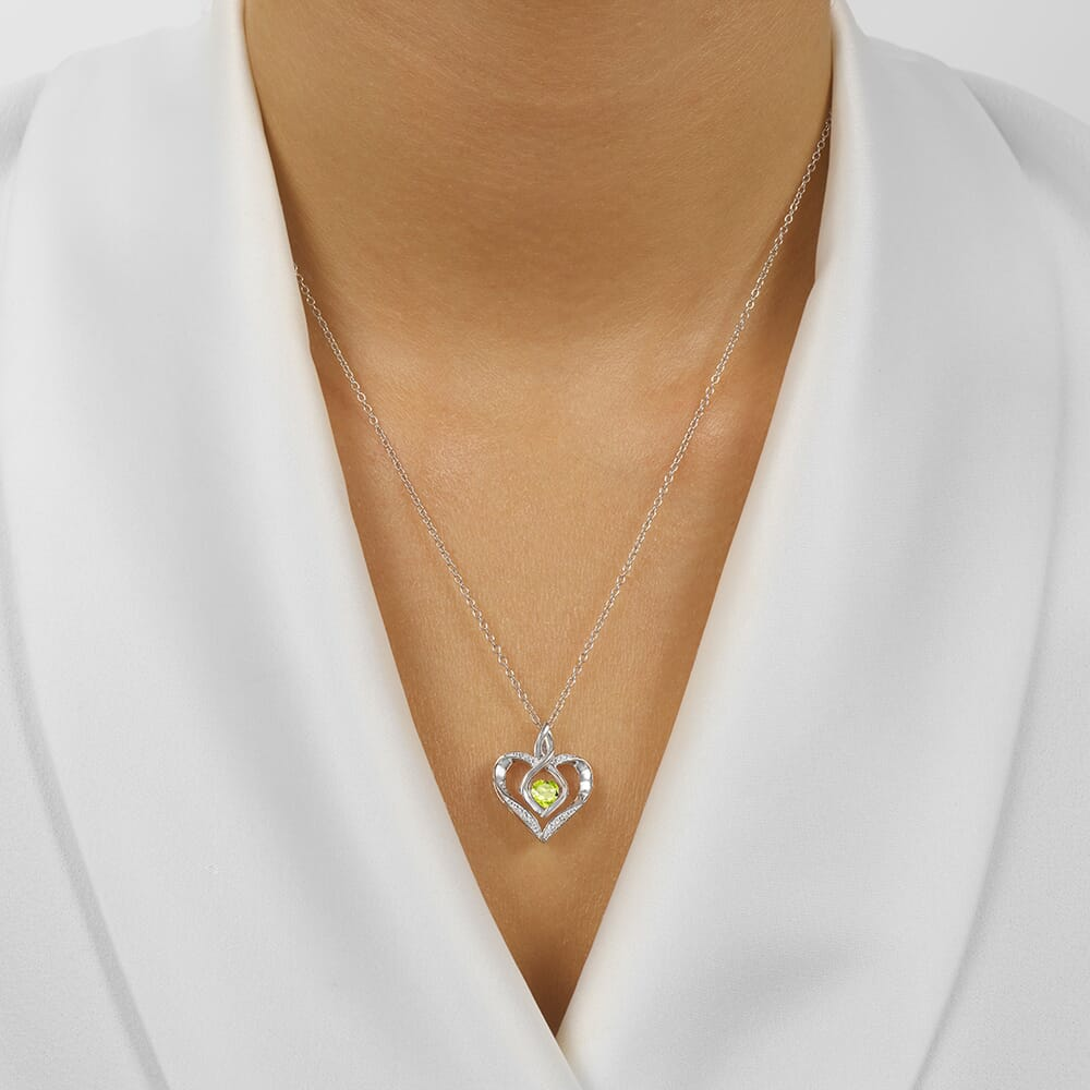 Sterling Silver Rythmn of Love Created Peridot Necklace