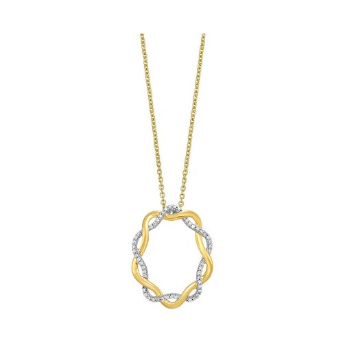 14K Two-Tone 0.14CTW. Natural Diamond Statement Pendant Necklace