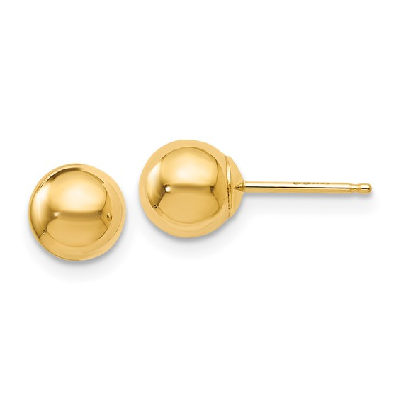 14K Yellow Gold 6mm Ball Stud Earrings